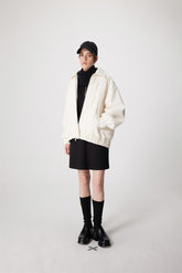VOLUMED FAUX LEATHER BOMBER